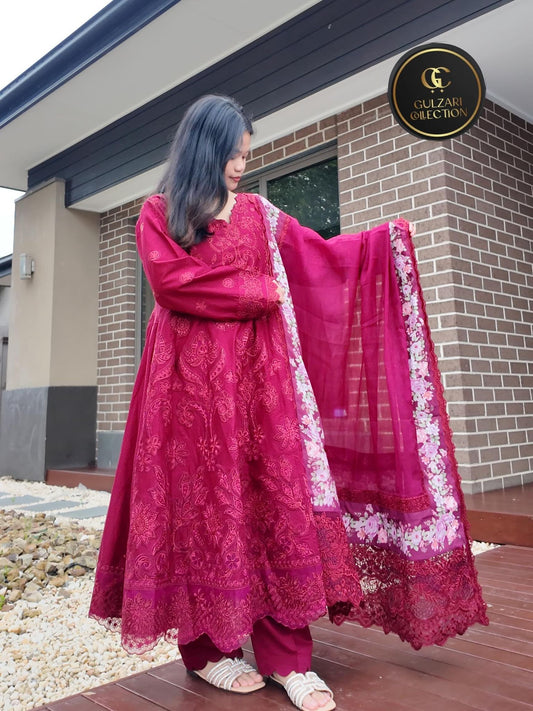 Ruby Royale Embroidered Anarkali Set