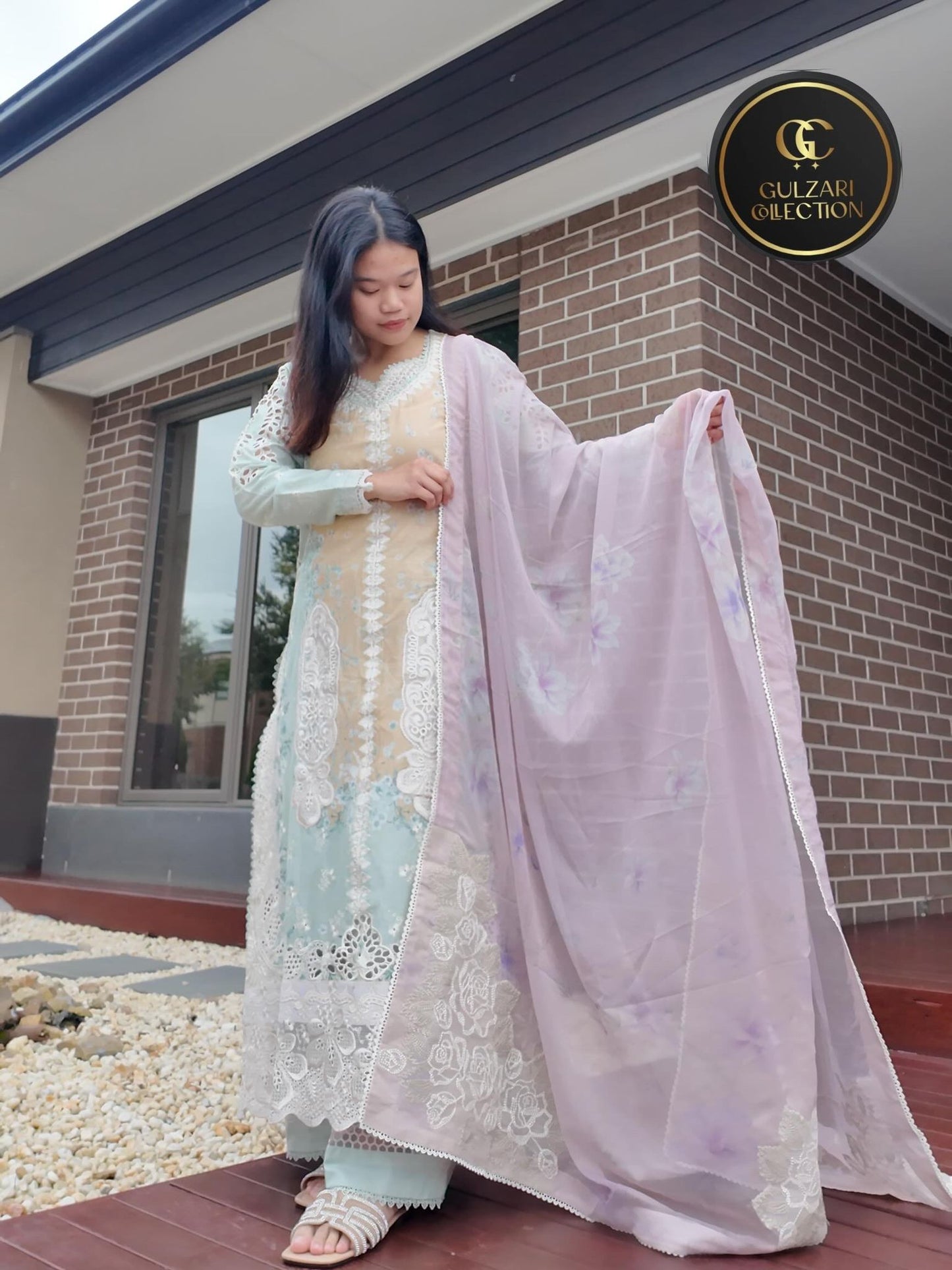 Pastel Mint & Lilac Schiffli Luxe Set