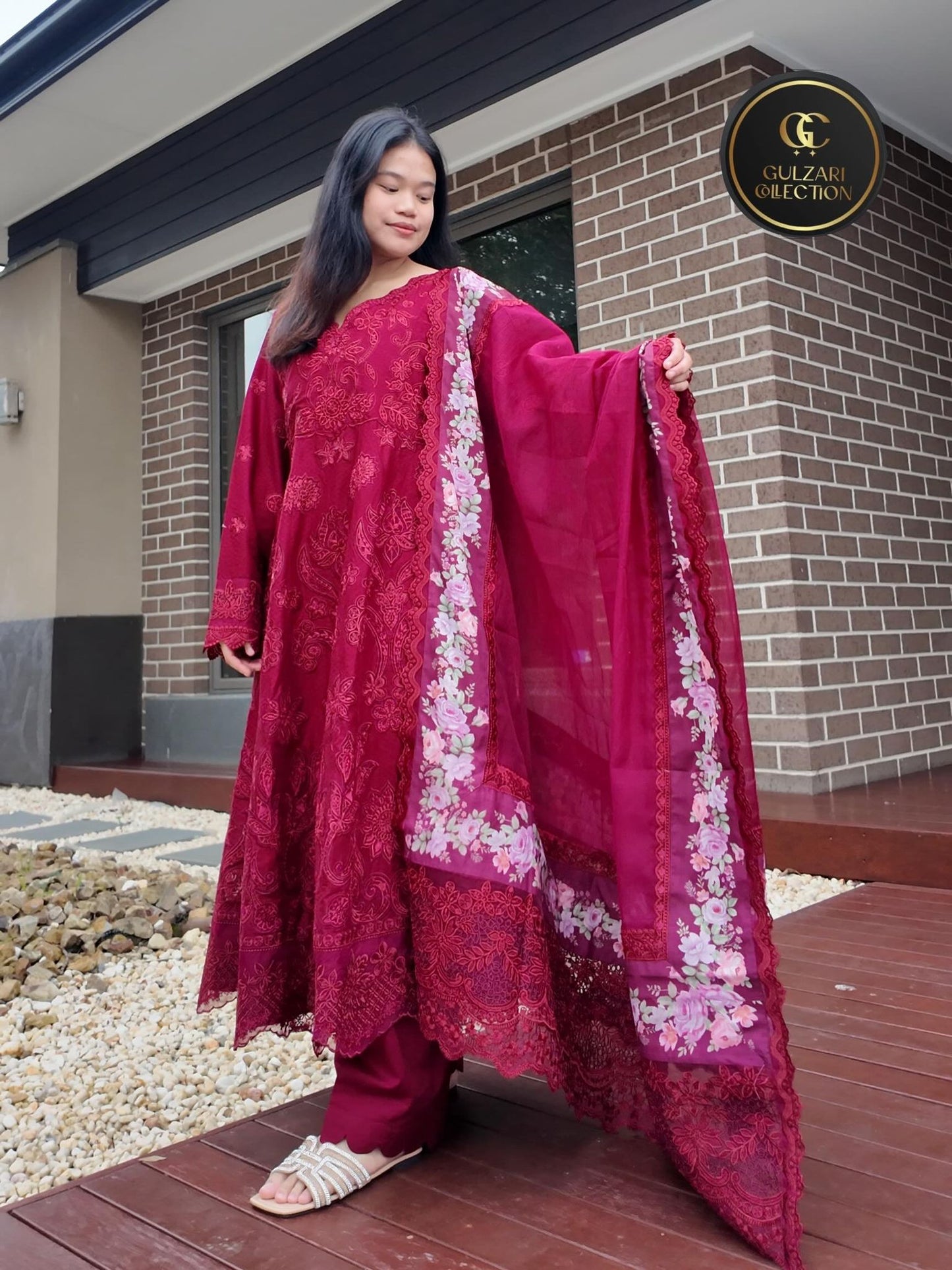 Ruby Royale Embroidered Anarkali Set