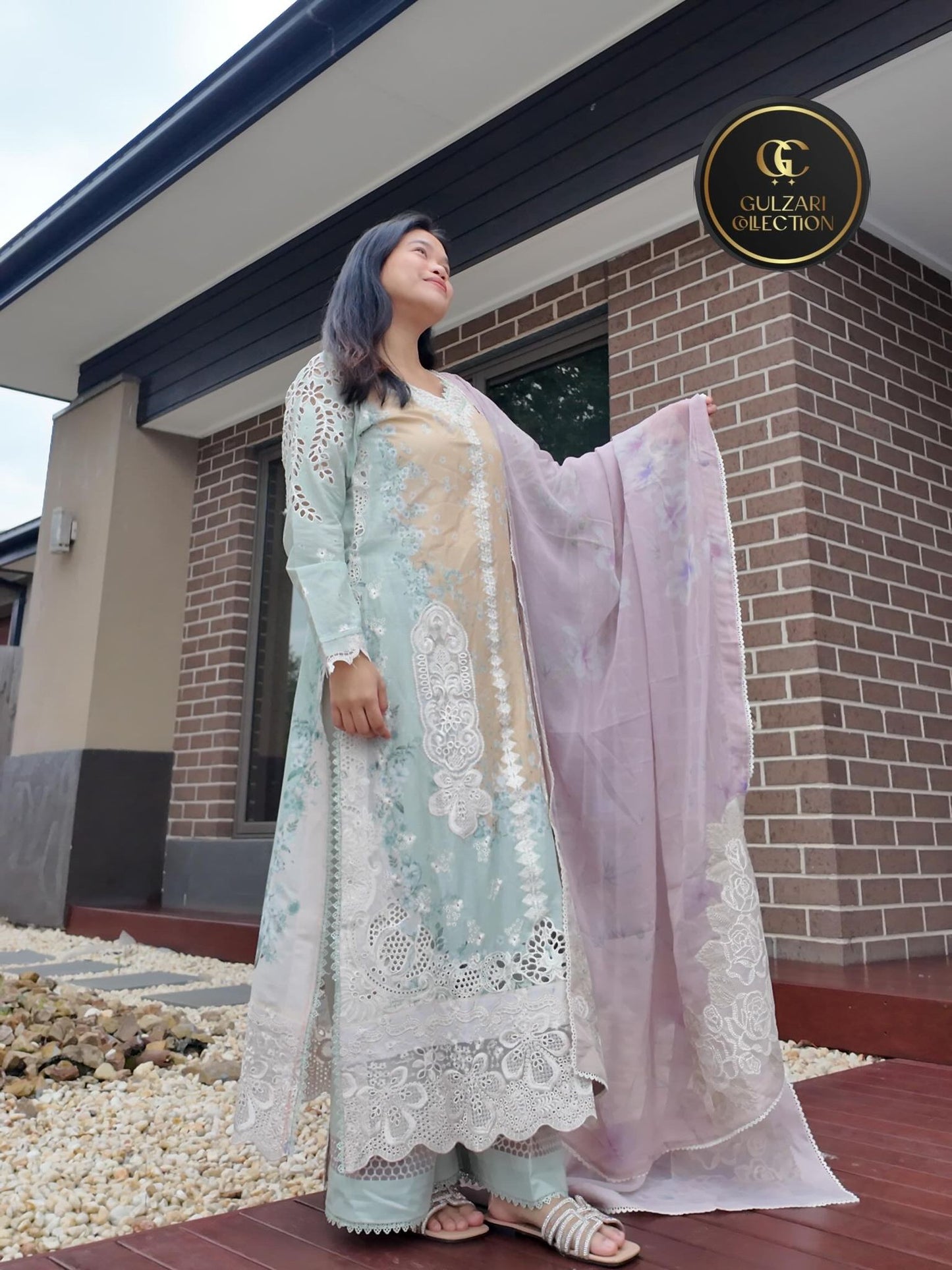 Pastel Mint & Lilac Schiffli Luxe Set